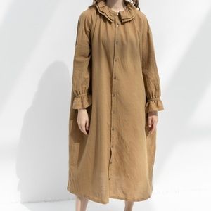 Ichi Antiquites stripe shirt dress in camel 🐫